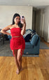 Lady In Red Skirt Set